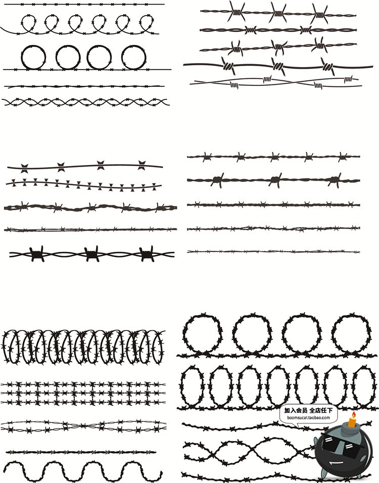 图片[3]-铁丝网网状物钢丝游戏卡通围栏AI矢量PS免抠PNG动画剪影图片素材-设计猿