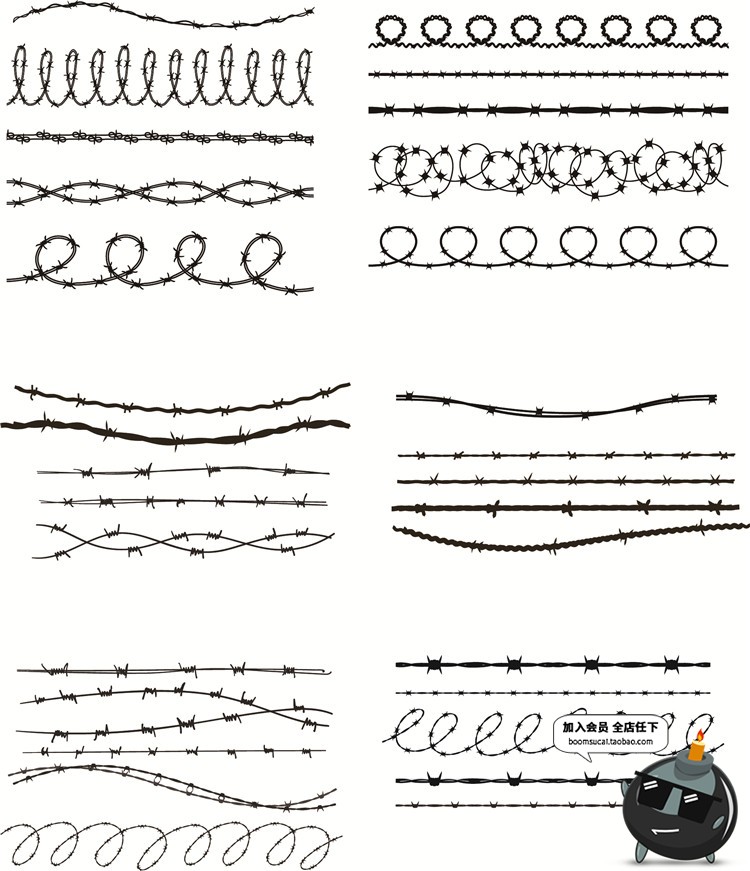 图片[4]-铁丝网网状物钢丝游戏卡通围栏AI矢量PS免抠PNG动画剪影图片素材-设计猿