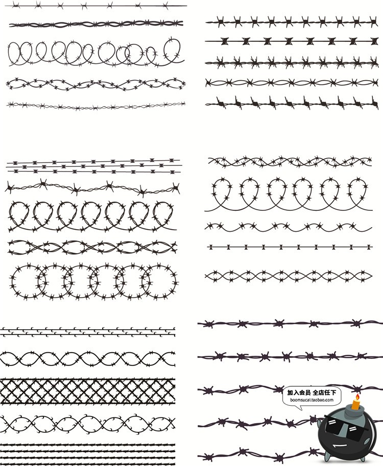 图片[5]-铁丝网网状物钢丝游戏卡通围栏AI矢量PS免抠PNG动画剪影图片素材-设计猿