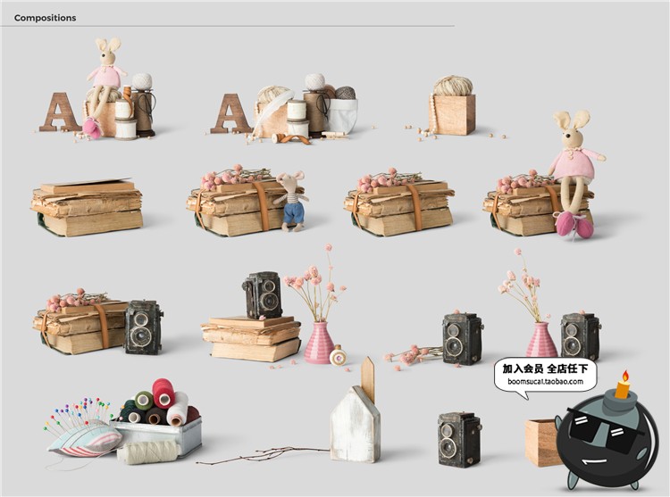 图片[19]-北欧风家居摆件道具相框手工制品场景海报专题PSD模板PS设计素材-设计猿