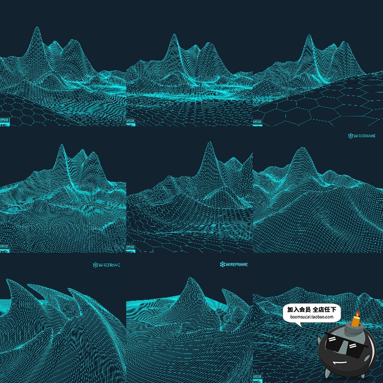 图片[16]-时尚酷炫科技感数据网格山脉起伏3D立体背景高清AI矢量设计素材-设计猿