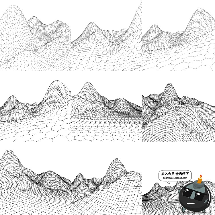 图片[17]-时尚酷炫科技感数据网格山脉起伏3D立体背景高清AI矢量设计素材-设计猿