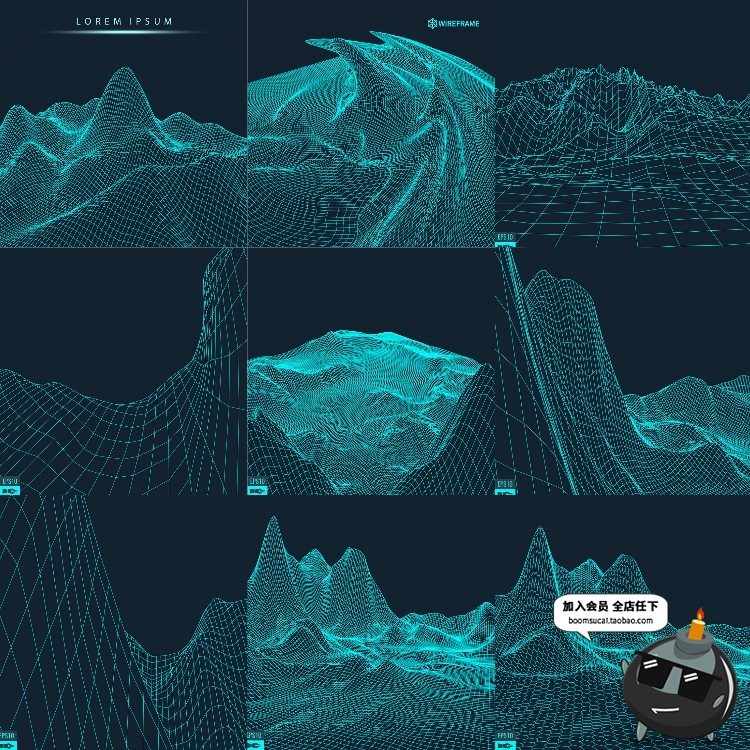 图片[20]-时尚酷炫科技感数据网格山脉起伏3D立体背景高清AI矢量设计素材-设计猿