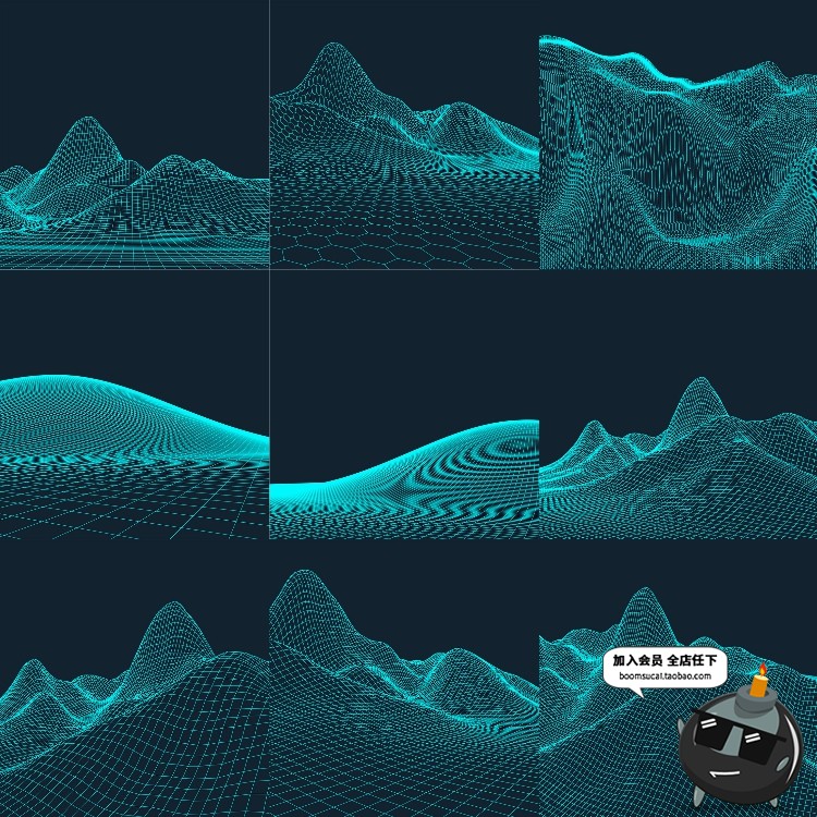 图片[22]-时尚酷炫科技感数据网格山脉起伏3D立体背景高清AI矢量设计素材-设计猿