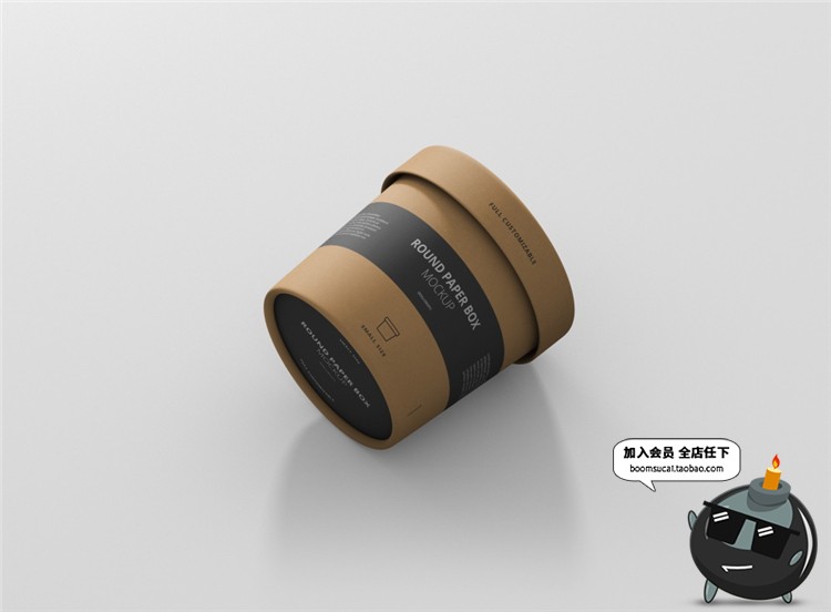 图片[6]-圆形纸质纸筒圆柱餐饮外卖包装盒包装VI样机展示PSD模板设计素材-设计猿