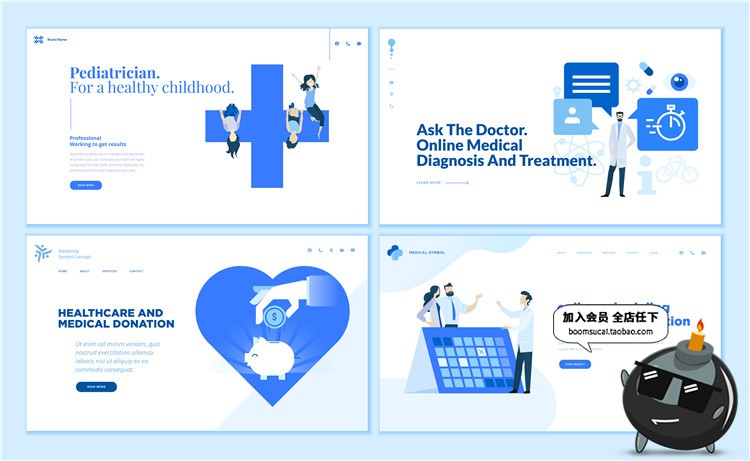 图片[1]-简约扁平化banner海报着陆页页面UI插画设计AI矢量模板素材-设计猿