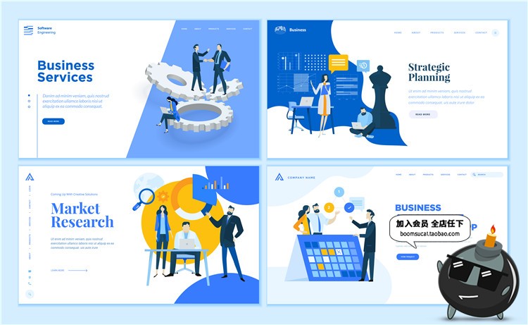 图片[10]-简约扁平化banner海报着陆页页面UI插画设计AI矢量模板素材-设计猿