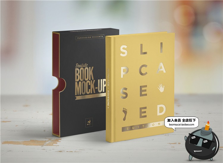 图片[1]-烫金银精装平装书籍封面封底封套装帧设计PSD文创样机PS素材-设计猿