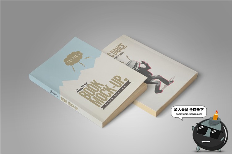 图片[2]-烫金银精装平装书籍封面封底封套装帧设计PSD文创样机PS素材-设计猿