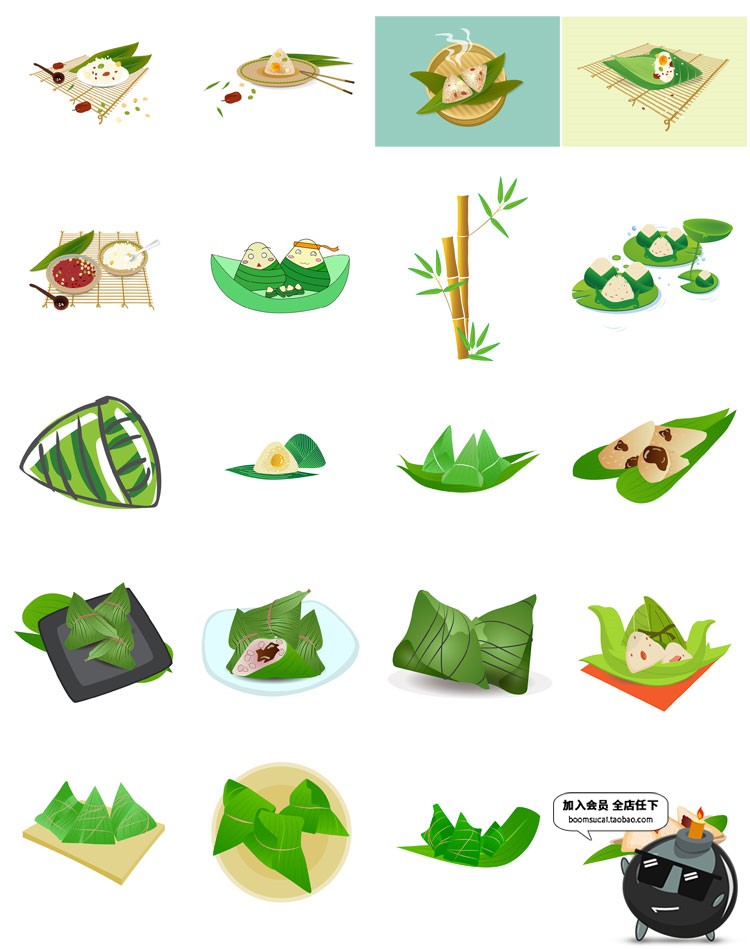 图片[6]-手绘卡通端午节粽子龙舟节日元素插画海报装饰设计AI矢量素材图-设计猿