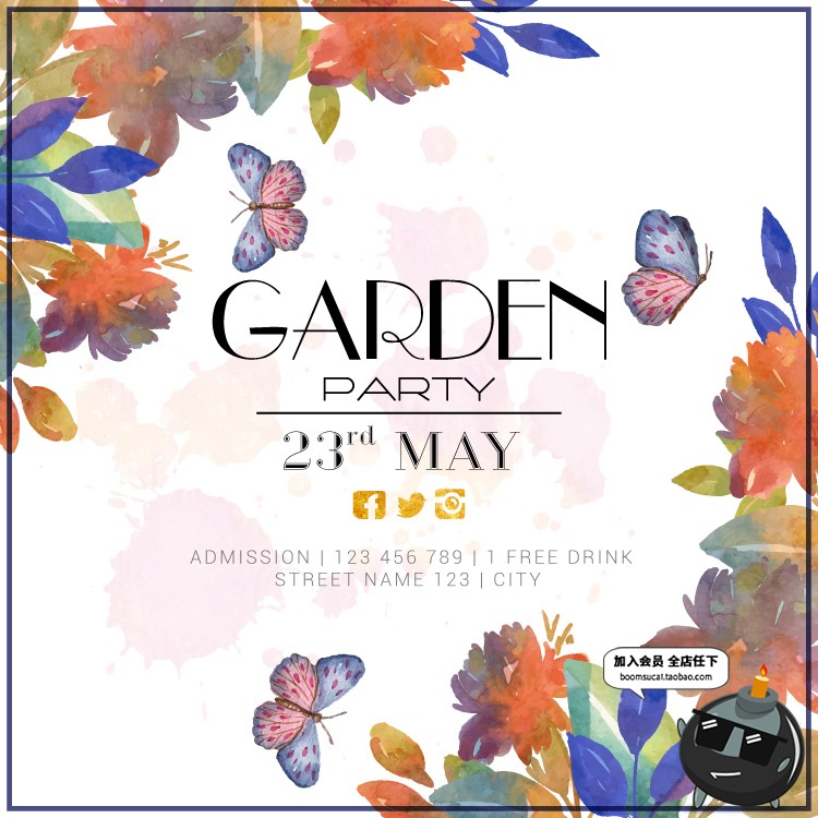 图片[24]-森系手绘花卉花朵花环水彩封面请柬设计PSD模板AI矢量设计PS素材-设计猿