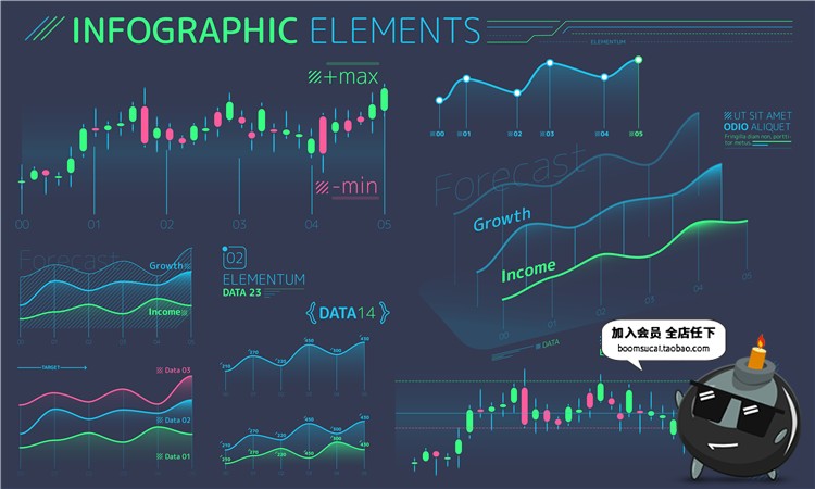 图片[1]-扁平化风格信息图表科幻科技数据UI可视化AI矢量PSD模板设计素材-设计猿