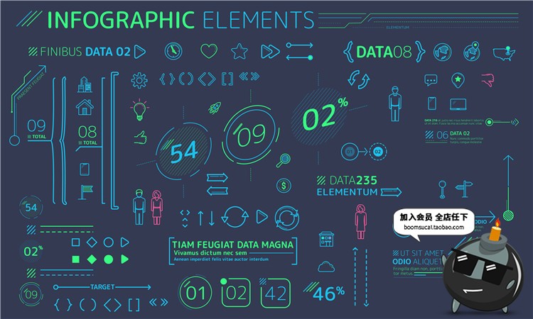 图片[2]-扁平化风格信息图表科幻科技数据UI可视化AI矢量PSD模板设计素材-设计猿