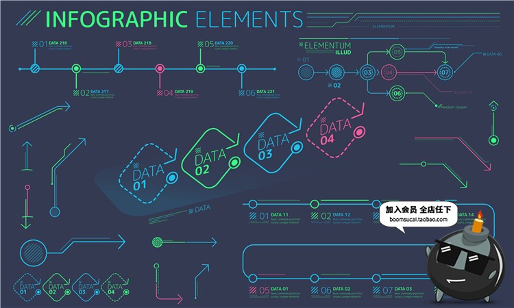 图片[3]-扁平化风格信息图表科幻科技数据UI可视化AI矢量PSD模板设计素材-设计猿