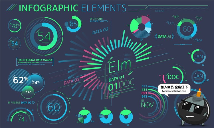 图片[8]-扁平化风格信息图表科幻科技数据UI可视化AI矢量PSD模板设计素材-设计猿