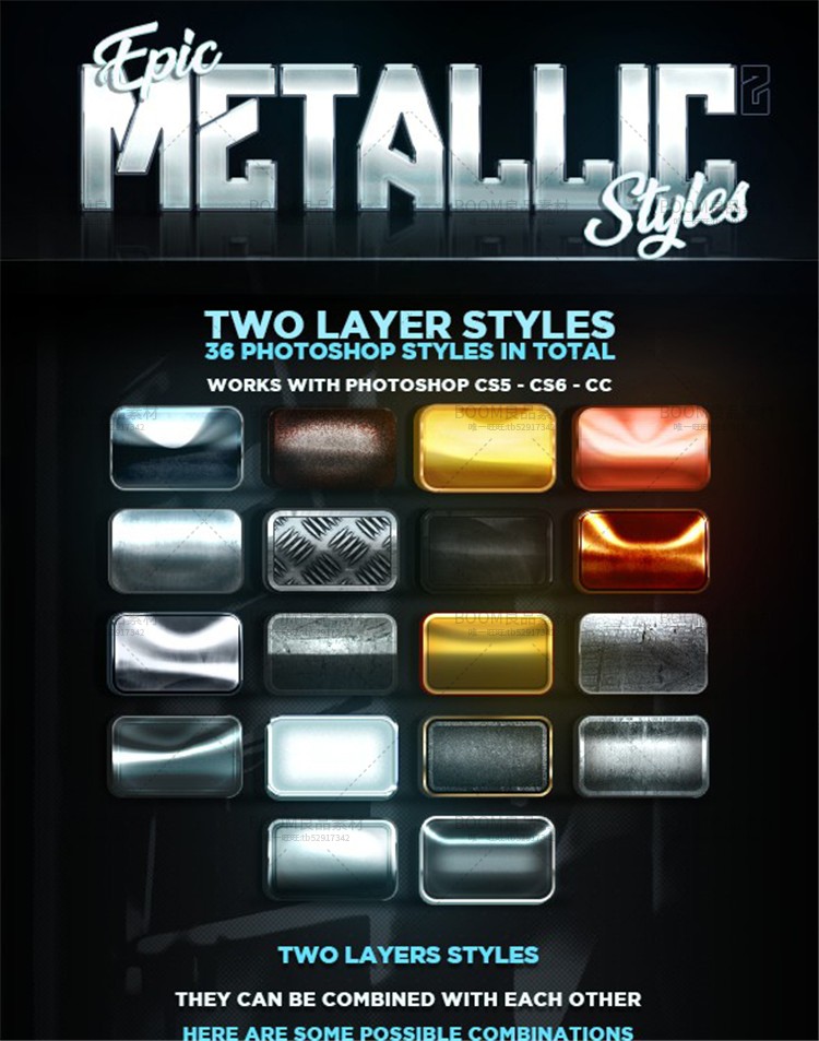 图片[1]-金属质感特效银铁金艺术字效果字体叠加PS样式元素设计ASL素材-设计猿