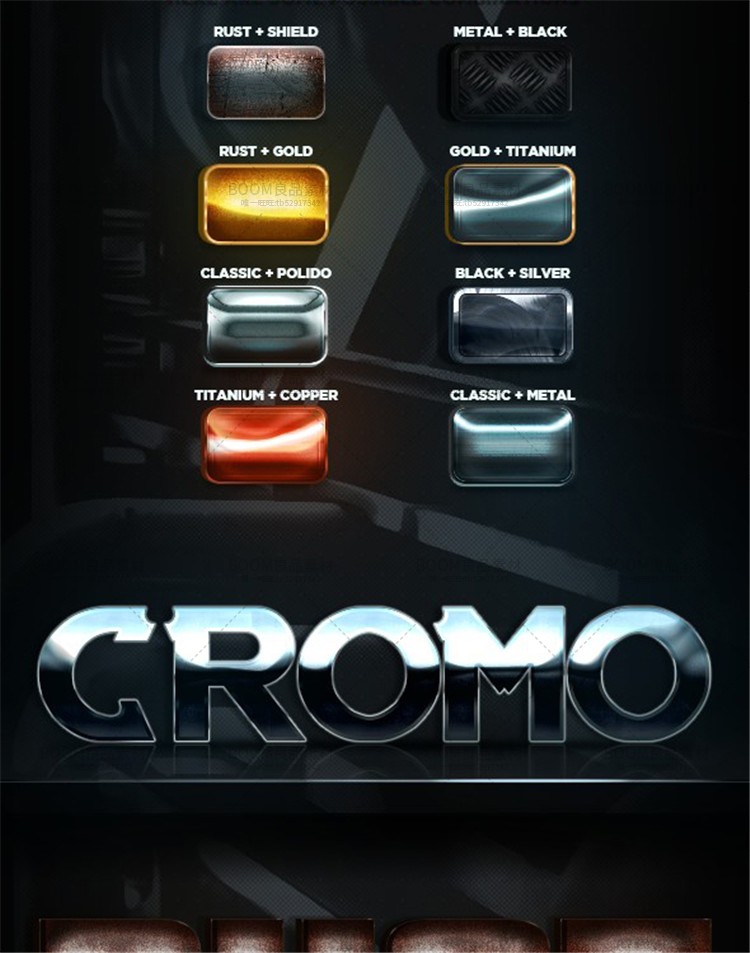 图片[2]-金属质感特效银铁金艺术字效果字体叠加PS样式元素设计ASL素材-设计猿