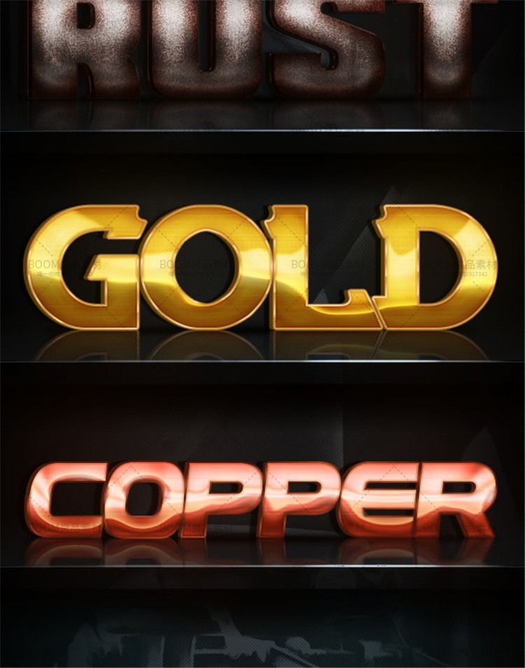 图片[3]-金属质感特效银铁金艺术字效果字体叠加PS样式元素设计ASL素材-设计猿