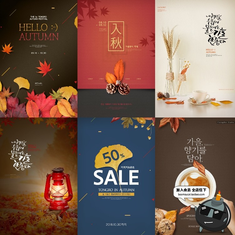 图片[3]-韩风时尚简约秋季落叶入秋活动设计排版促销广告海报PSD模板素材-设计猿