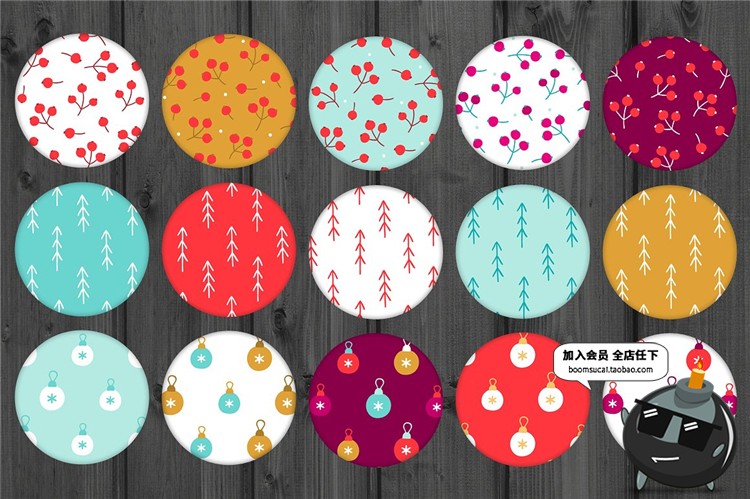 图片[3]-圣诞节礼品包装礼物卡片图案背景色彩丰富手绘无缝印刷AI矢量素材-设计猿