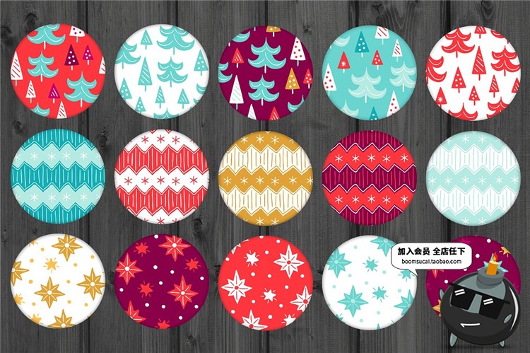 图片[4]-圣诞节礼品包装礼物卡片图案背景色彩丰富手绘无缝印刷AI矢量素材-设计猿