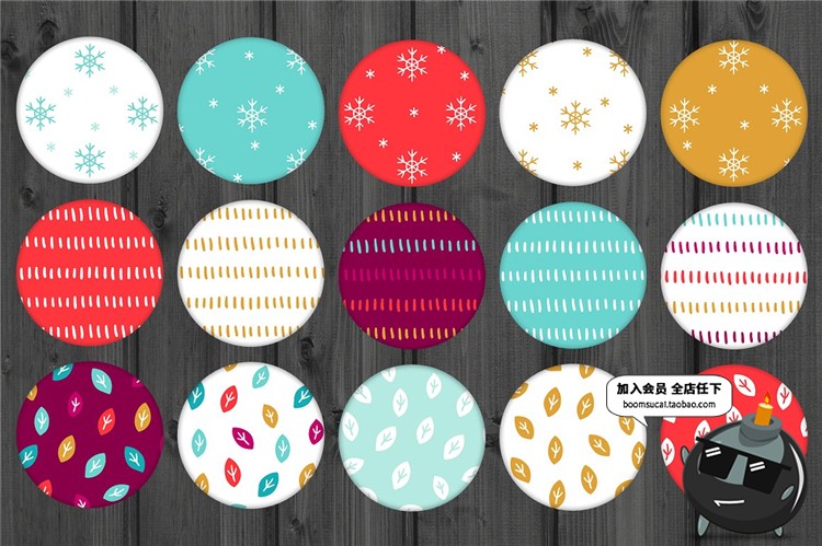 图片[5]-圣诞节礼品包装礼物卡片图案背景色彩丰富手绘无缝印刷AI矢量素材-设计猿