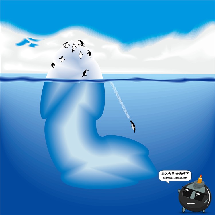 图片[3]-海上冰山扁平化蓝色环境环保海报渐变海岛UI插画海报矢量AI素材-设计猿