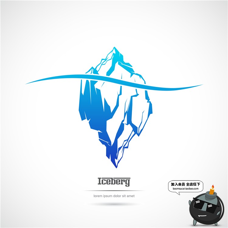 图片[6]-海上冰山扁平化蓝色环境环保海报渐变海岛UI插画海报矢量AI素材-设计猿