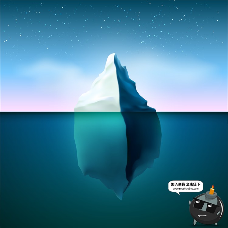 图片[7]-海上冰山扁平化蓝色环境环保海报渐变海岛UI插画海报矢量AI素材-设计猿