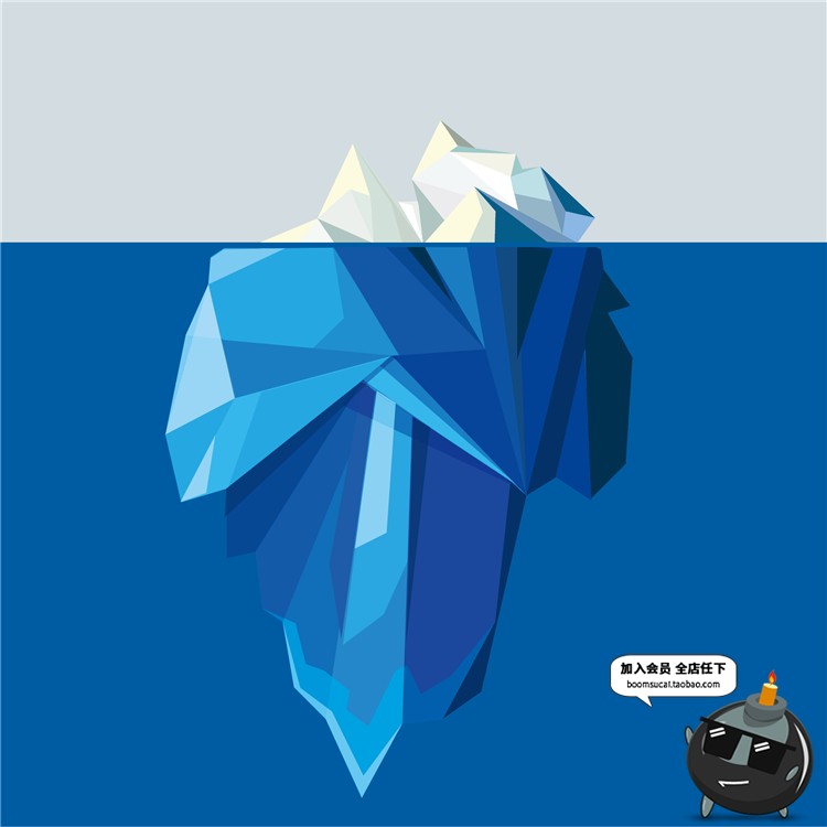 图片[13]-海上冰山扁平化蓝色环境环保海报渐变海岛UI插画海报矢量AI素材-设计猿