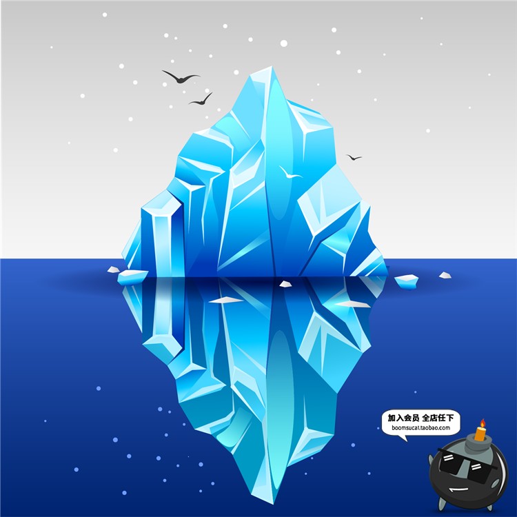 图片[16]-海上冰山扁平化蓝色环境环保海报渐变海岛UI插画海报矢量AI素材-设计猿