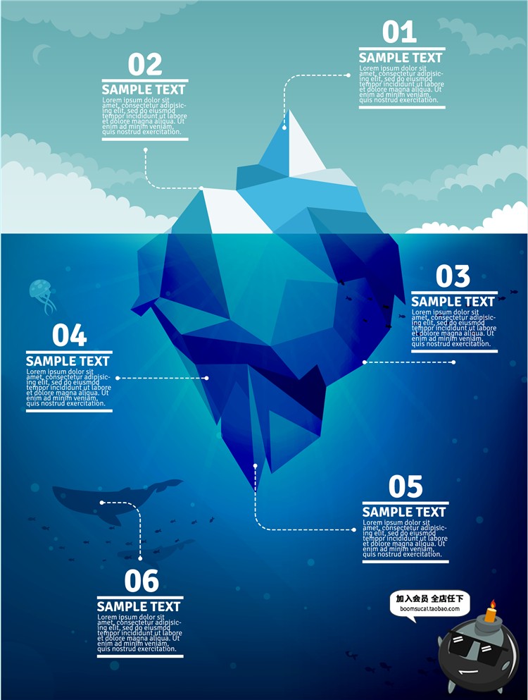 图片[19]-海上冰山扁平化蓝色环境环保海报渐变海岛UI插画海报矢量AI素材-设计猿