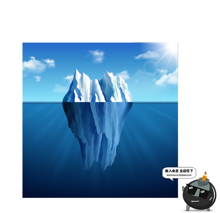 图片[20]-海上冰山扁平化蓝色环境环保海报渐变海岛UI插画海报矢量AI素材-设计猿