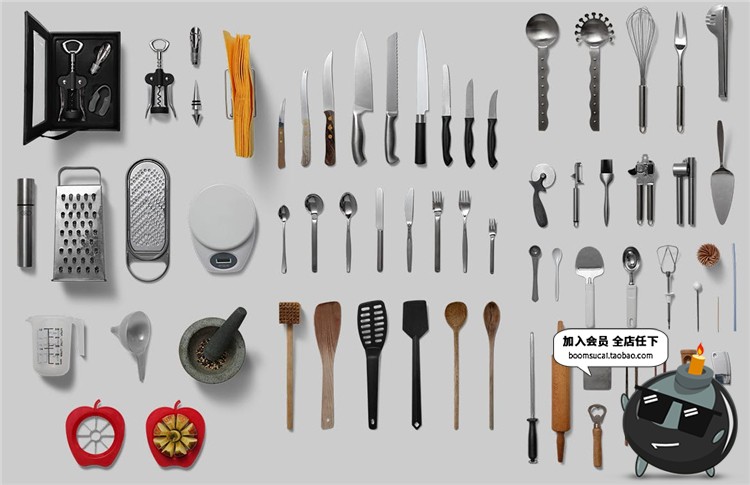 图片[3]-简约厨房餐具锅碗瓢盆厨具装饰摆件元素PSD模板PNG免扣设计素材-设计猿