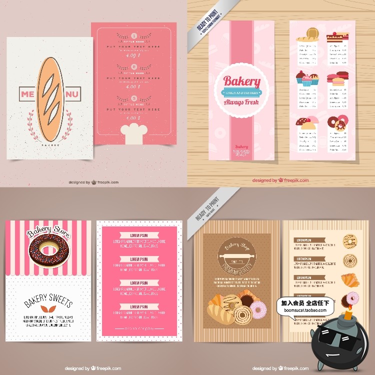 图片[1]-美味可爱甜品店甜点面包手绘零食店美食卡通菜单模板AI矢量素材-设计猿