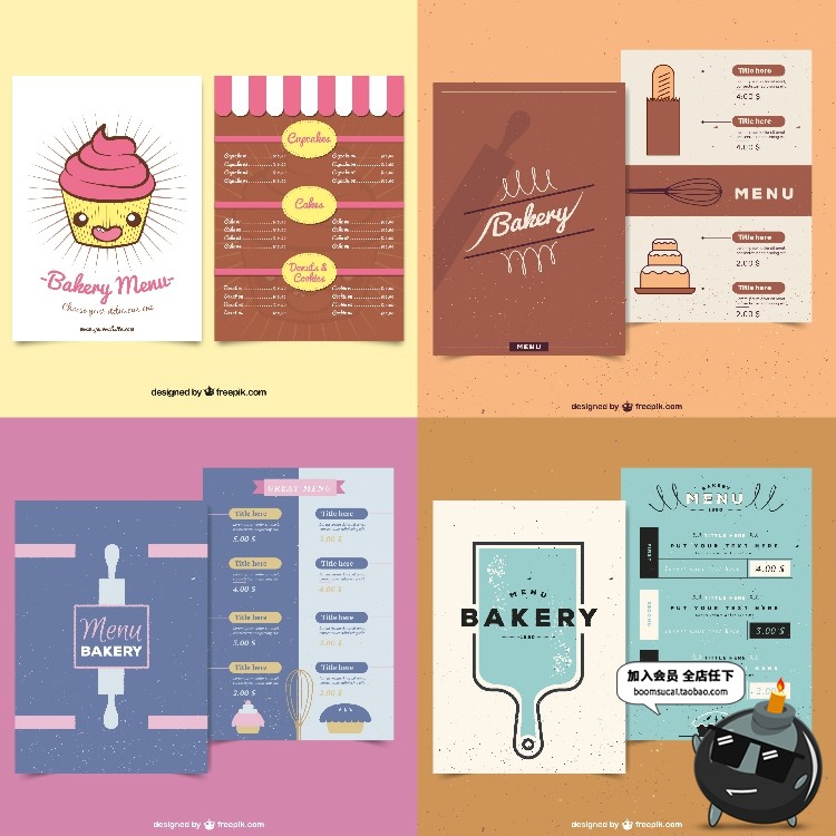 图片[2]-美味可爱甜品店甜点面包手绘零食店美食卡通菜单模板AI矢量素材-设计猿