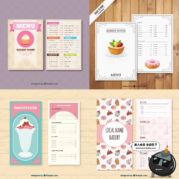 图片[3]-美味可爱甜品店甜点面包手绘零食店美食卡通菜单模板AI矢量素材-设计猿