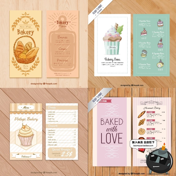 图片[5]-美味可爱甜品店甜点面包手绘零食店美食卡通菜单模板AI矢量素材-设计猿