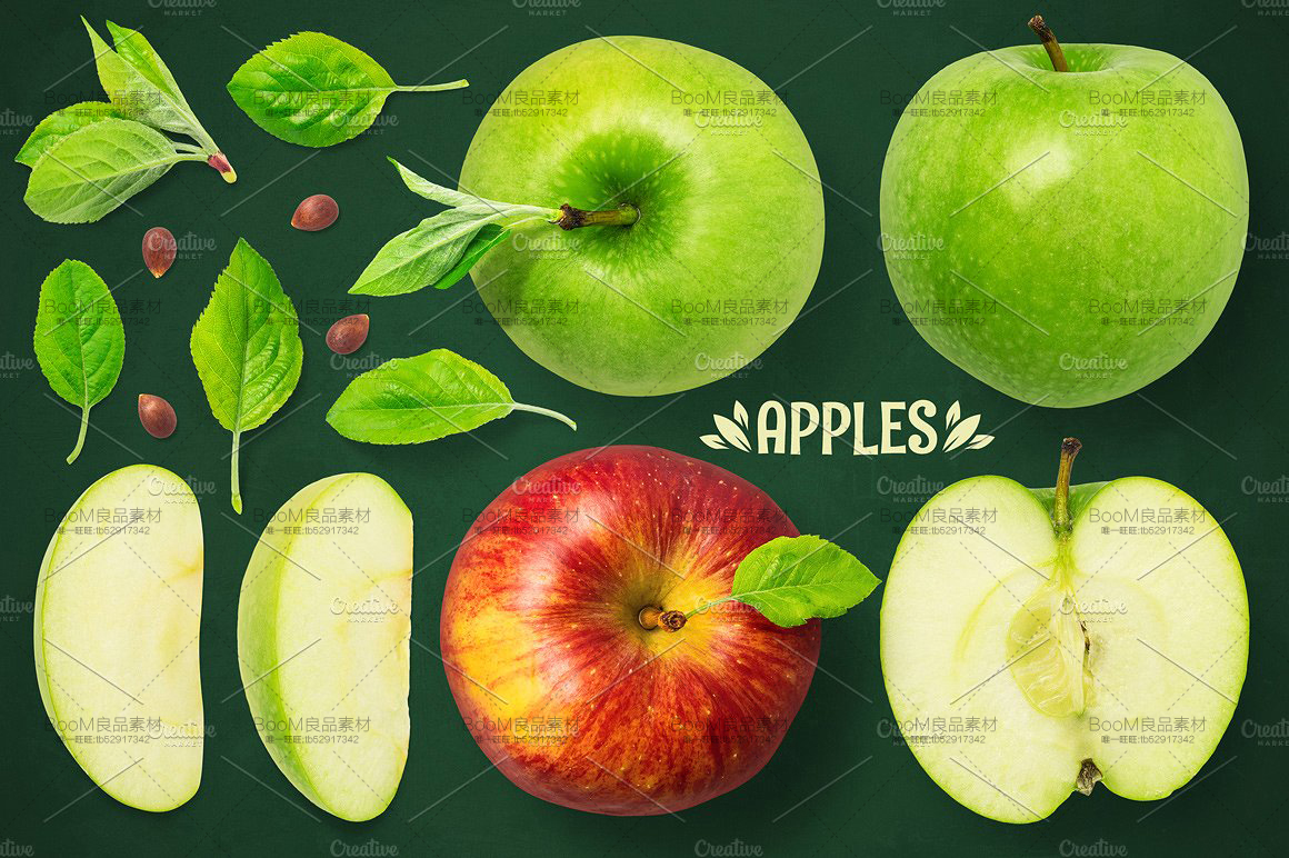 图片[1]-苹果葡萄梨子水果美食高清图片宣传单海报设计背景PSD元素素材图-设计猿