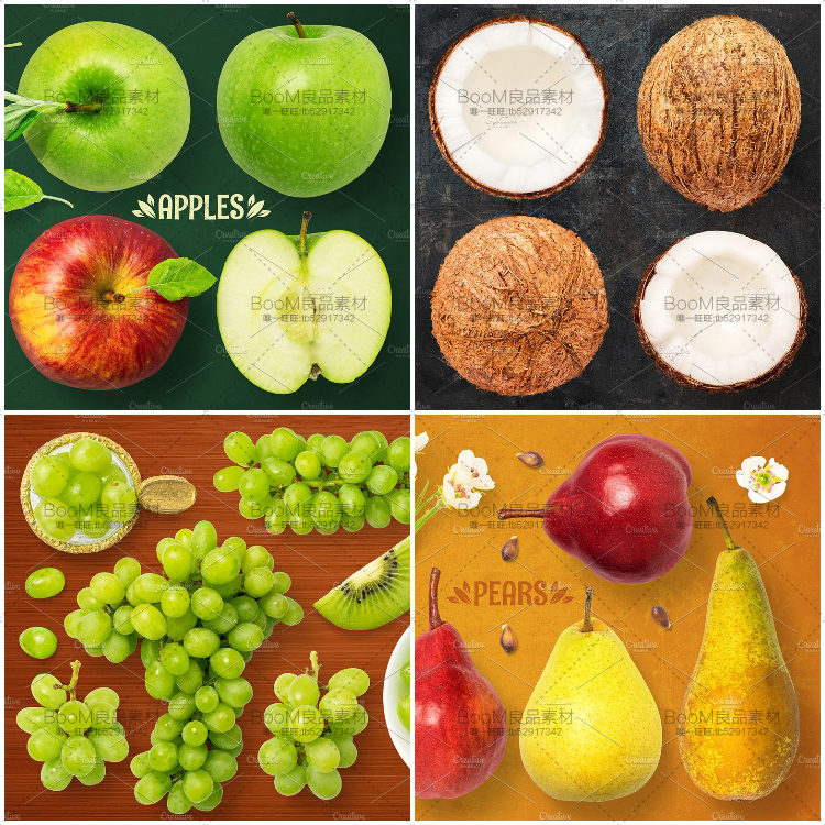 图片[6]-苹果葡萄梨子水果美食高清图片宣传单海报设计背景PSD元素素材图-设计猿