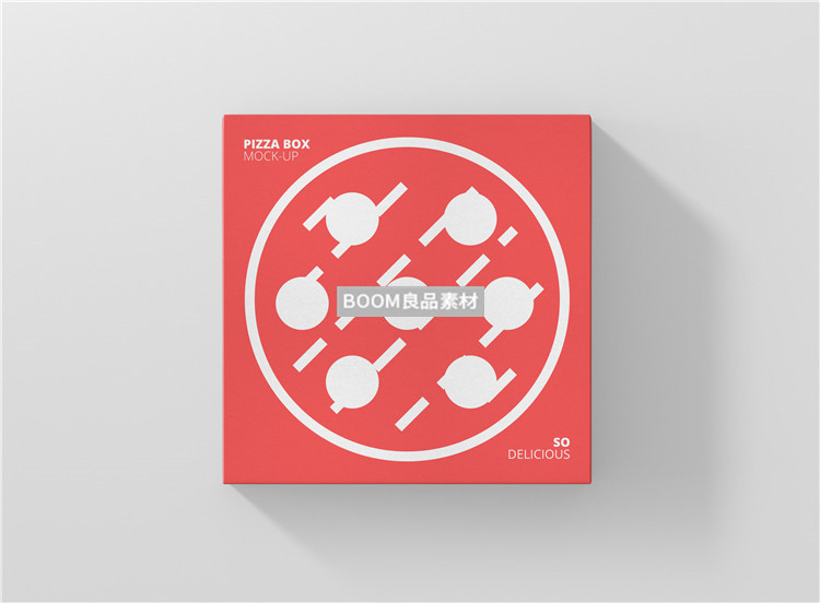 图片[1]-披萨外卖快餐包装盒扁方形纸盒效果样机PSD模板vi智能贴图PS素材-设计猿