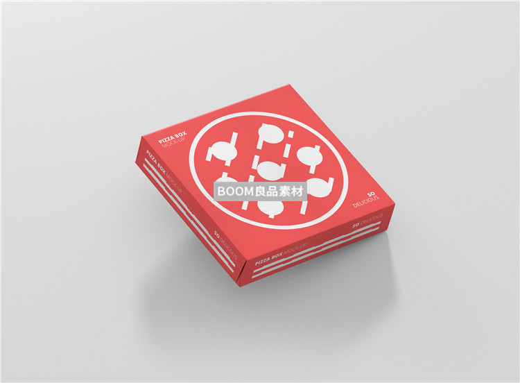 图片[3]-披萨外卖快餐包装盒扁方形纸盒效果样机PSD模板vi智能贴图PS素材-设计猿
