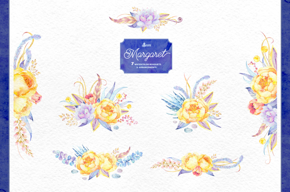 图片[4]-唯美手绘水彩风花卉森系花朵婚礼请柬贺卡照片海报PNG免抠PS素材-设计猿