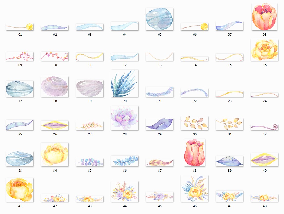 图片[5]-唯美手绘水彩风花卉森系花朵婚礼请柬贺卡照片海报PNG免抠PS素材-设计猿