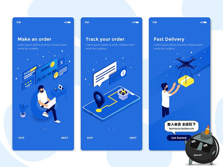 图片[1]-2.5D等距UI立体科技互联网页手机APP启动专题插画AI矢量素材模板-设计猿