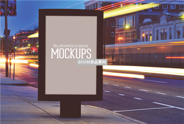 图片[2]-户外街边路边公交场景广告效果展示图PSD样机模板智能贴图PS素材-设计猿