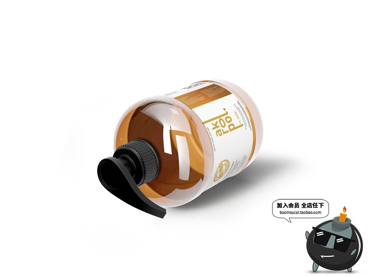 图片[2]-琥珀色液体泵瓶洗发水沐浴露洗手大瓶装包装展示样机PSD模板素材-设计猿