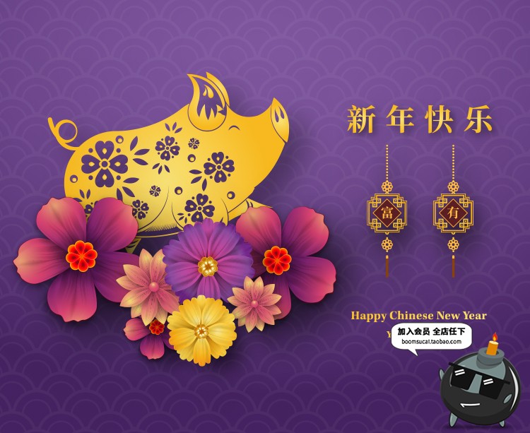 图片[9]-2019新年猪年富贵春节喜庆红色海报展板背景图AI矢量设计素材-设计猿