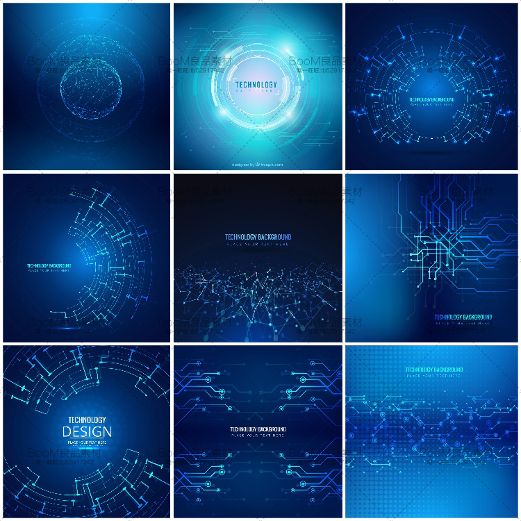 图片[1]-未来科技感科幻炫酷IT蓝色电子电路板海报背景平面AI设计矢量素材-设计猿