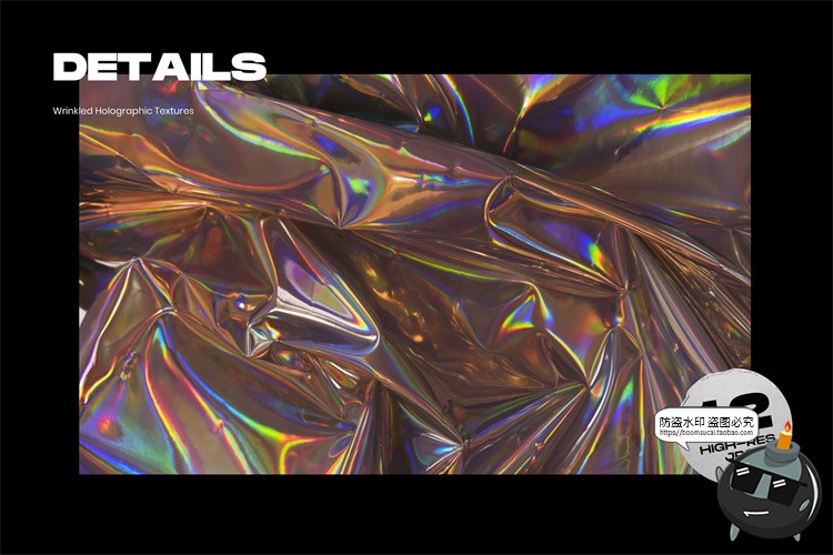 图片[6]-酸性褶皱全息镭射铝箔锡箔塑料背景材质底纹JPG图片后期合成素材-设计猿